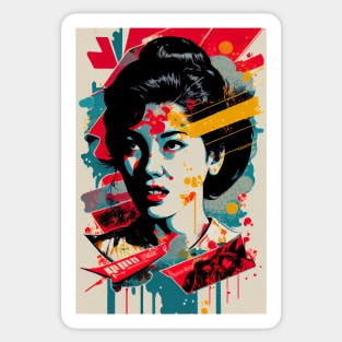 Vintage woman in pop-art style Sticker